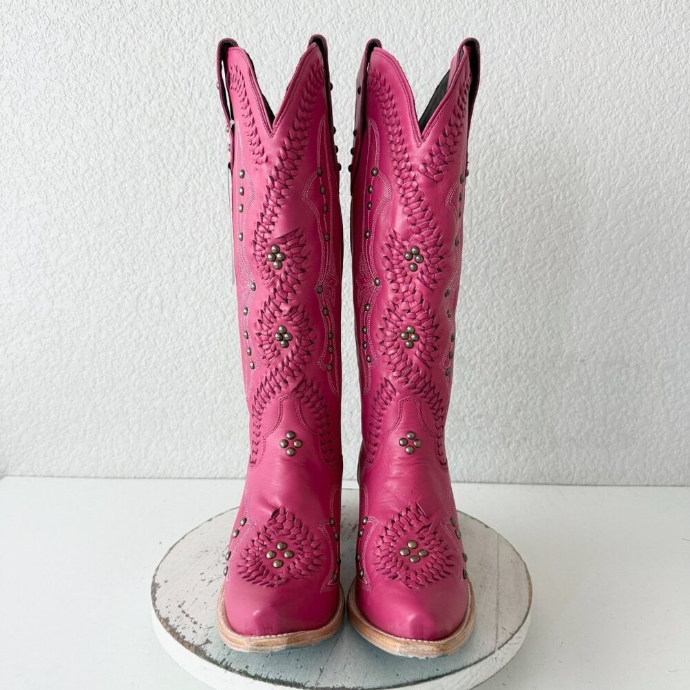 Lane COSSETTE Hot Pink Cowboy Boots Western Tall Snip Toe Size 9.5 - Picture 5 of 14